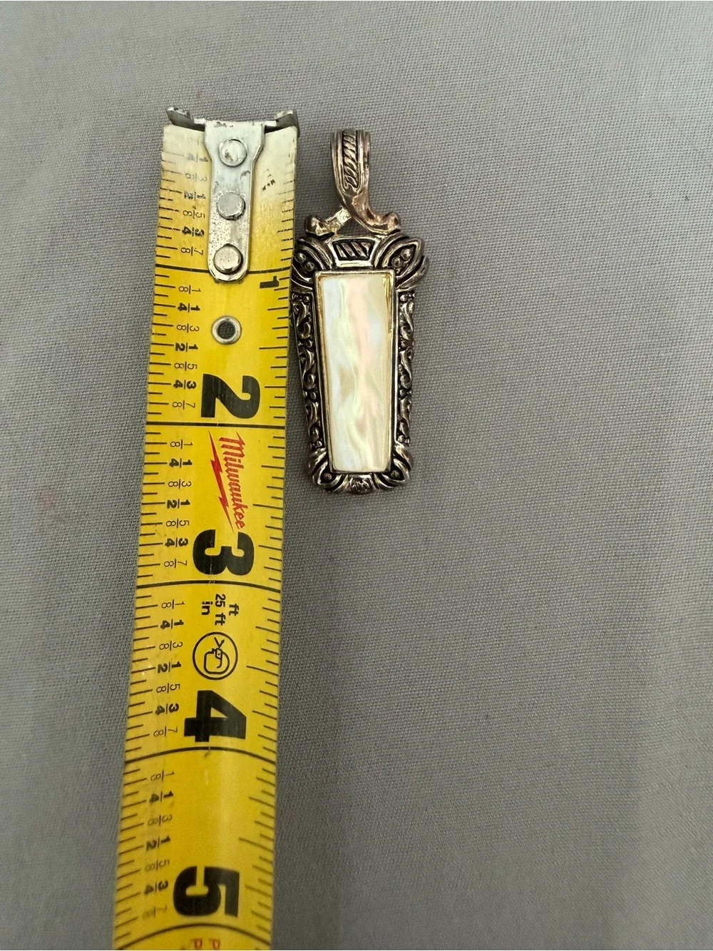 Premier Designs Mother-of-Pearl Rectangular Pendant in Silver Tone